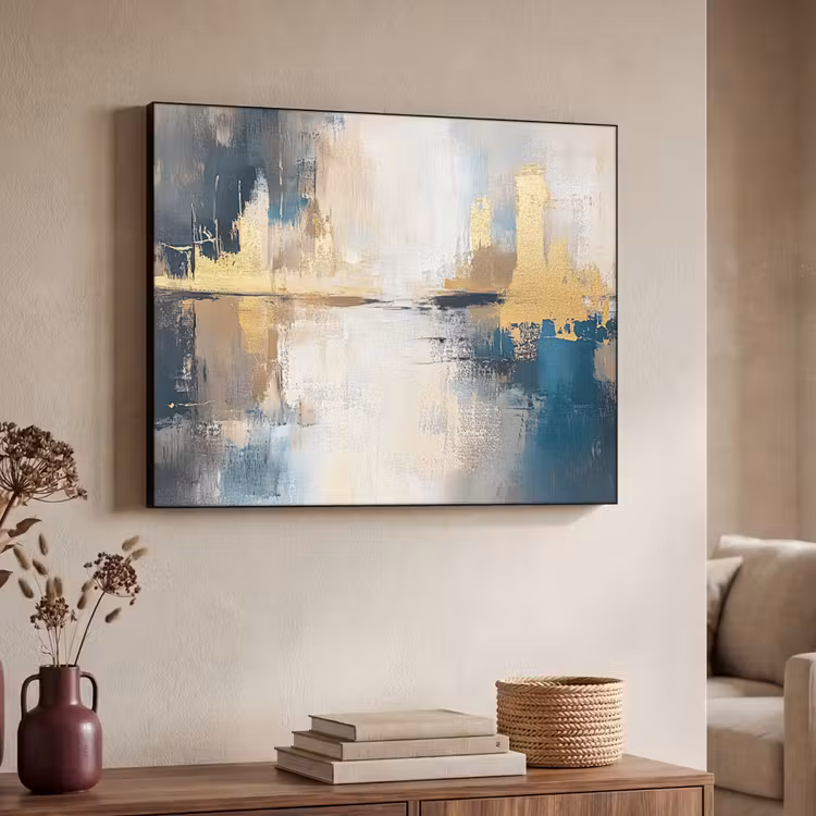 Abstract - Kunst - Goud Textielframe - compleet frame klein -sfeer3