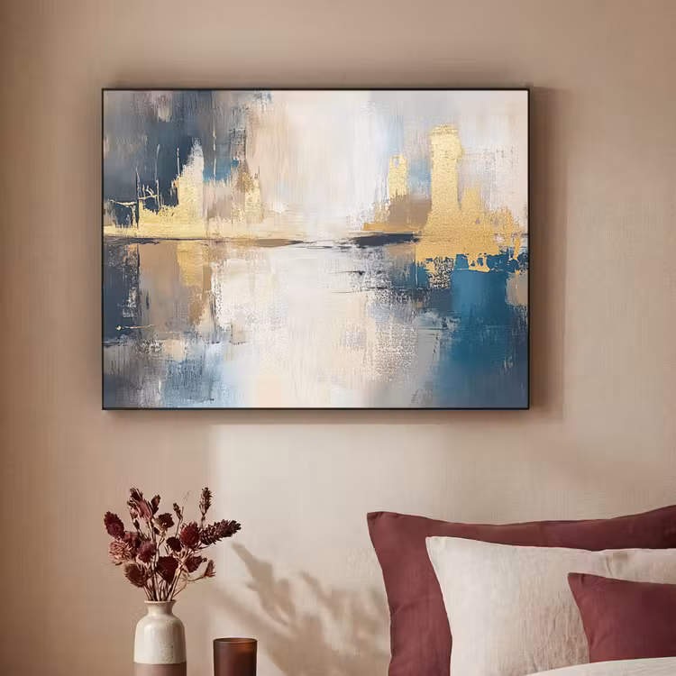 Abstract - Kunst - Goud Textielframe zwart klein -sfeer1