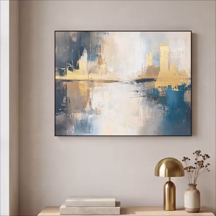 Abstract - Kunst - Goud Textielframe - compleet frame klein -sfeer2
