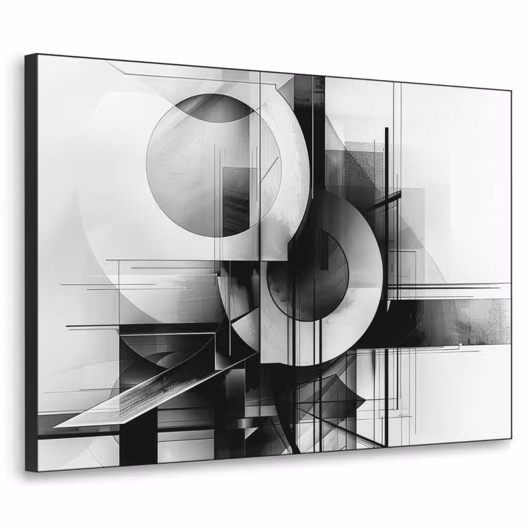 Abstract - Kunst - Modern - Zwart wit Textielframe zwart klein -3d