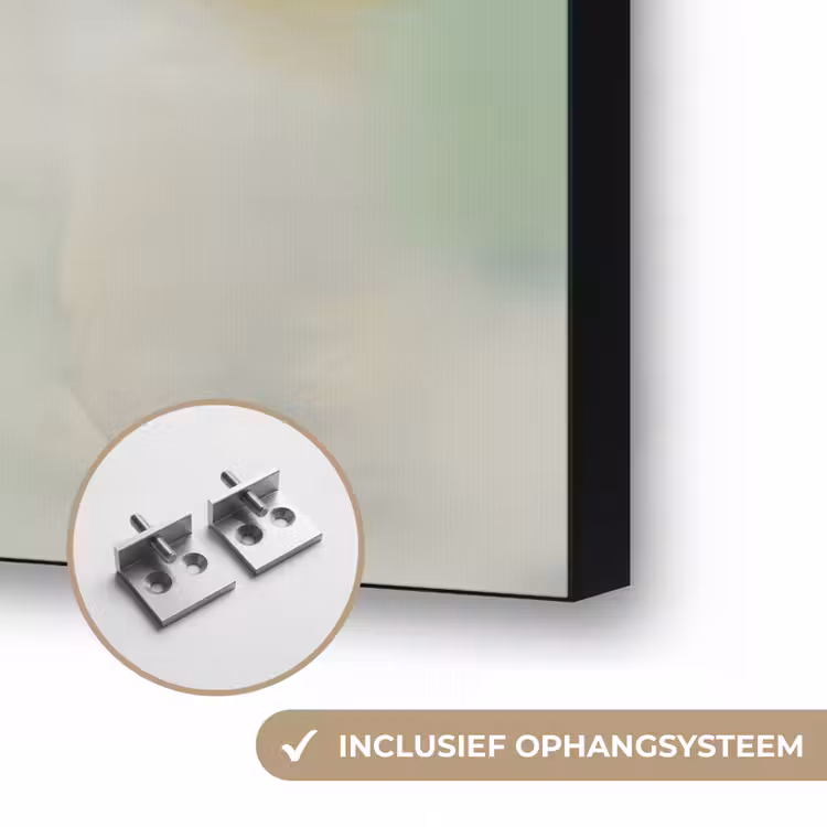 Abstract - Kunst - Wit - Groen - Modern Textielframe zwart klein -USP_ophangsysteemNL