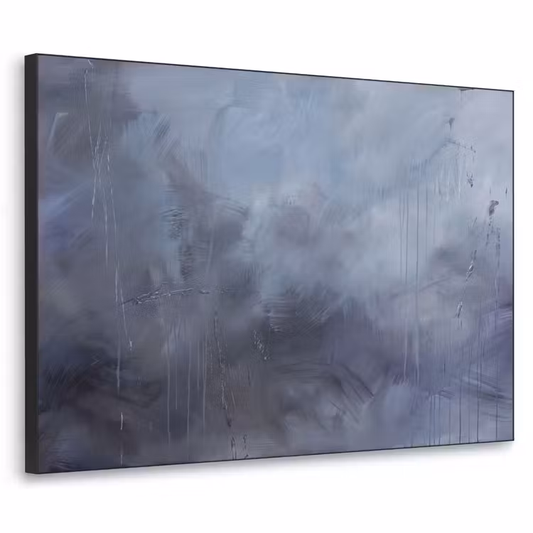 Abstract - Kwaststreken - Modern - Kunst - Grijs Textielframe zwart klein -3d
