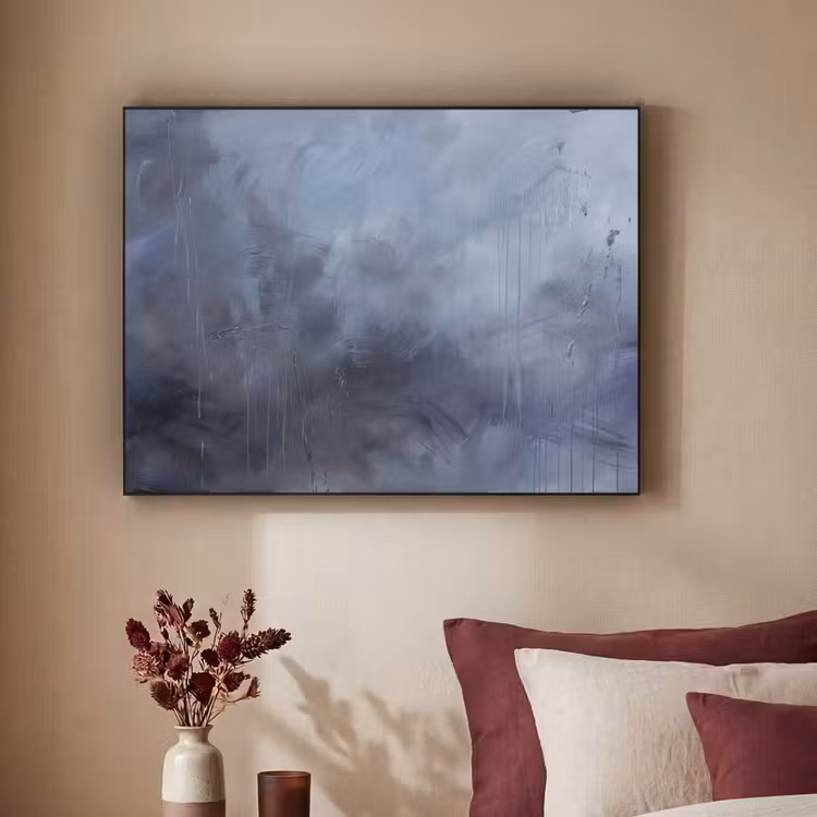 Abstract - Kwaststreken - Modern - Kunst - Grijs Textielframe zwart klein -sfeer1
