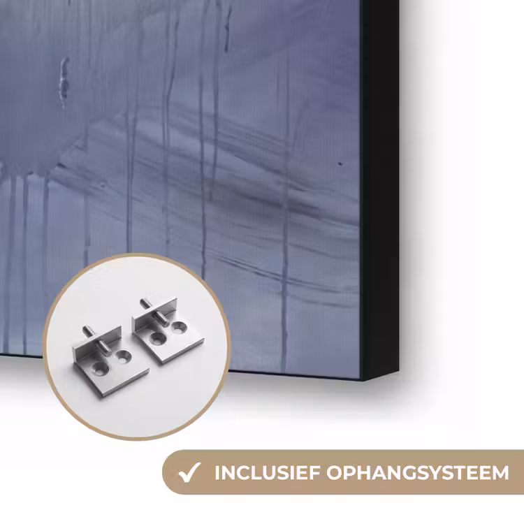 Abstract - Kwaststreken - Modern - Kunst - Grijs Textielframe zwart klein -USP_ophangsysteemNL