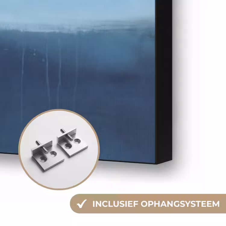 Abstract - Lagen - Rust - Modern - Blauw Textielframe zwart klein -USP_ophangsysteemNL