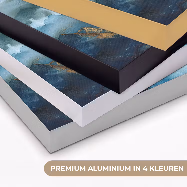 Abstract - Landschap - Bergen - Blauw - Modern Textielframe zwart klein -USP_kleurenNL