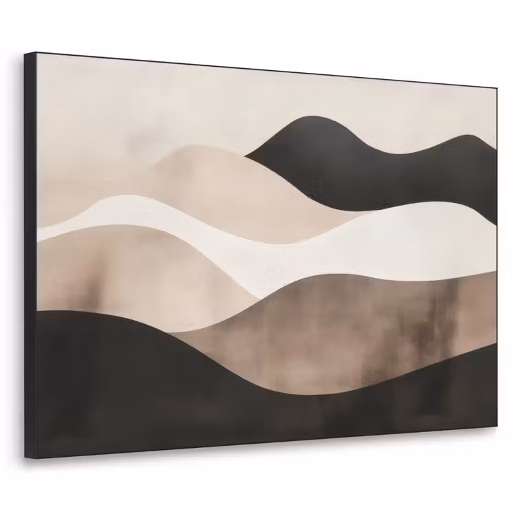 Abstract - Landschap - Golven - Crèmekleur Textielframe - compleet frame klein -3d