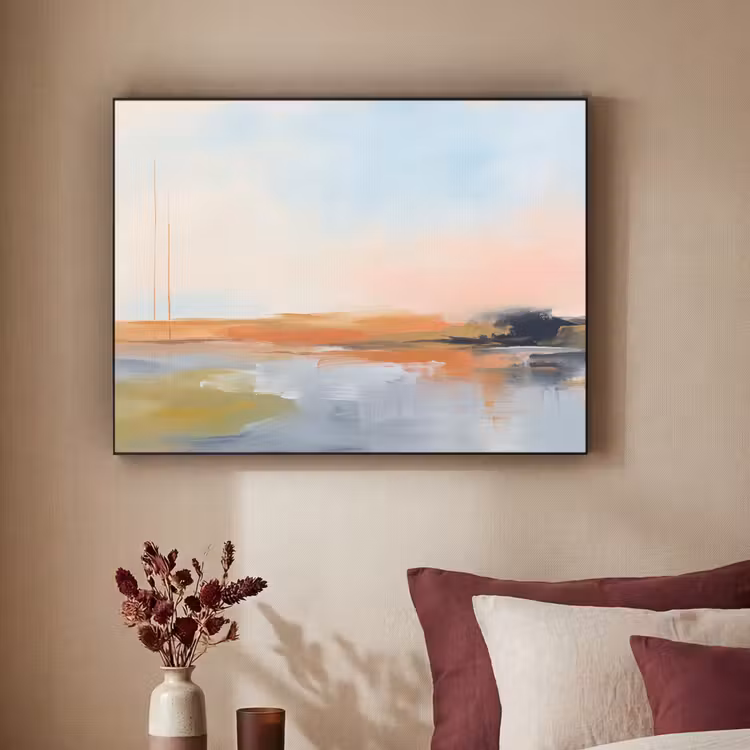 Abstract - Landschap - Horizon - Modern - Kleurrijk Textielframe zwart klein -sfeer1