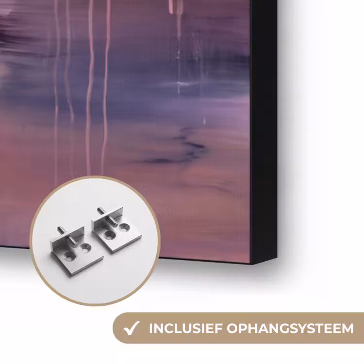 Abstract - Landschap - Modern - Paars - Oranje Textielframe zwart klein -USP_ophangsysteemNL