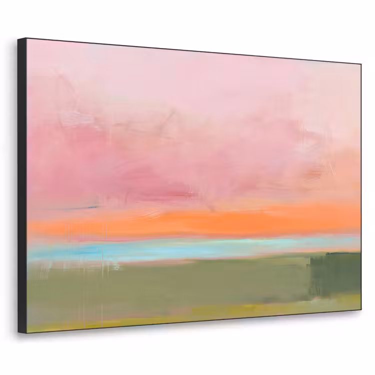 Abstract - Landschap - Modern - Roze - Oranje Textielframe zwart klein -3d