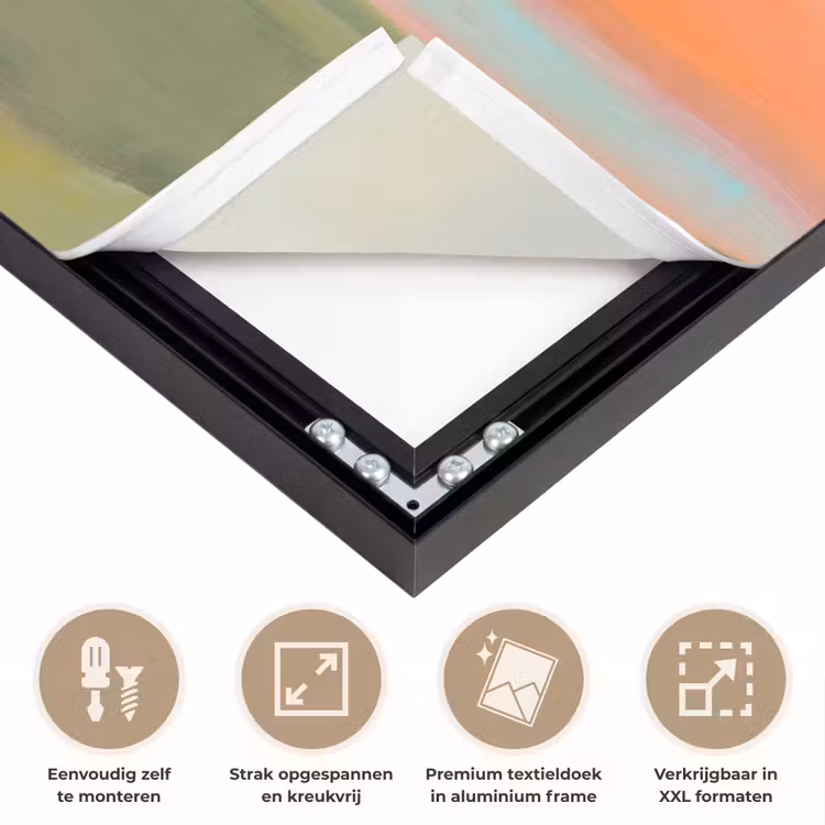 Abstract - Landschap - Modern - Roze - Oranje Textielframe zwart klein -USP_feed_closeupNL