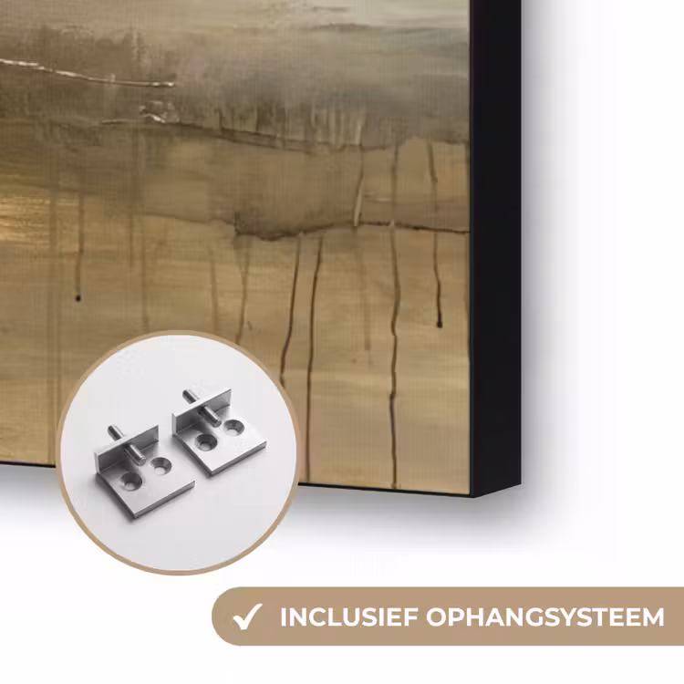 Abstract - Landschap - Natuur - Beige - Bruin Textielframe zwart klein -USP_ophangsysteemNL
