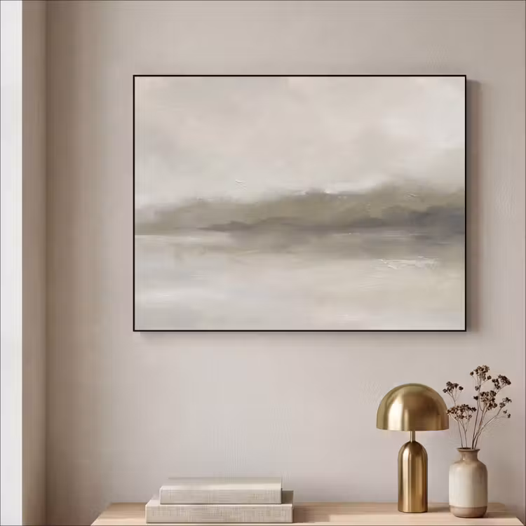Abstract - Landschap - Nevel - Modern - Grijs Textielframe zwart klein -sfeer2