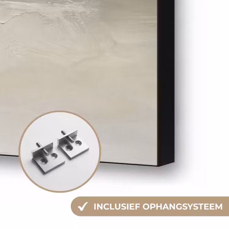 Abstract - Landschap - Nevel - Modern - Grijs Textielframe zwart klein -USP_ophangsysteemNL