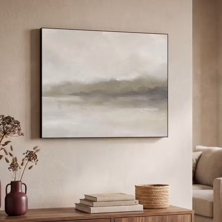Abstract - Landschap - Nevel - Modern - Grijs Textielframe zwart klein -sfeer3