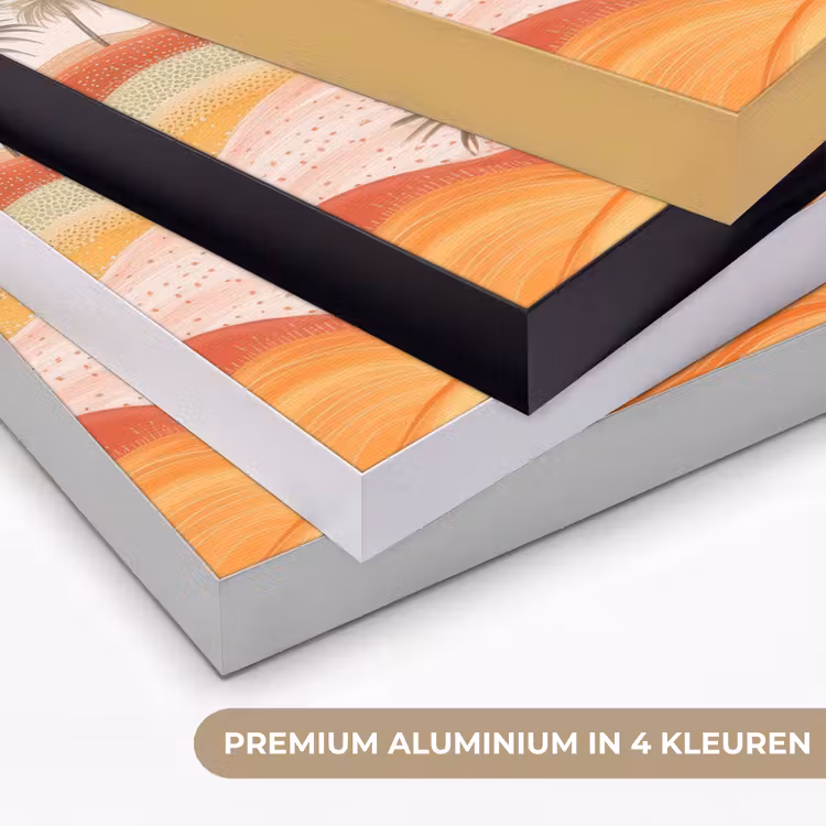 Abstract landschap - Palmbomen - Kleurrijk Textielframe zwart klein -USP_kleurenNL