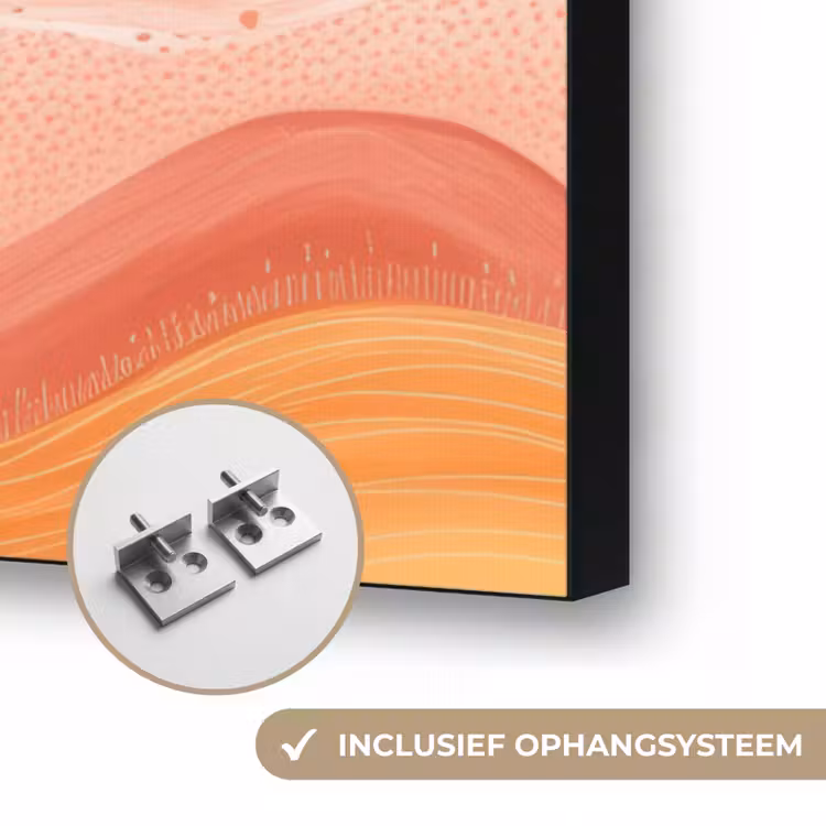 Abstract landschap - Palmbomen - Kleurrijk Textielframe zwart klein -USP_ophangsysteemNL