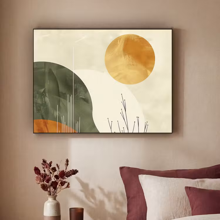 Abstract - Landschap - Zon - Kunst Textielframe - compleet frame klein -sfeer1