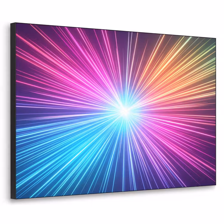 Abstract - Light - Burst - Modern - Colorful Textielframe zwart klein -3d