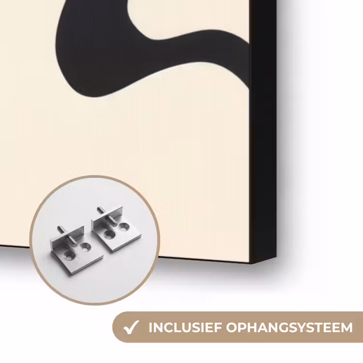 Abstract - Lijnen - Modern - Beige Textielframe zwart klein -USP_ophangsysteemNL