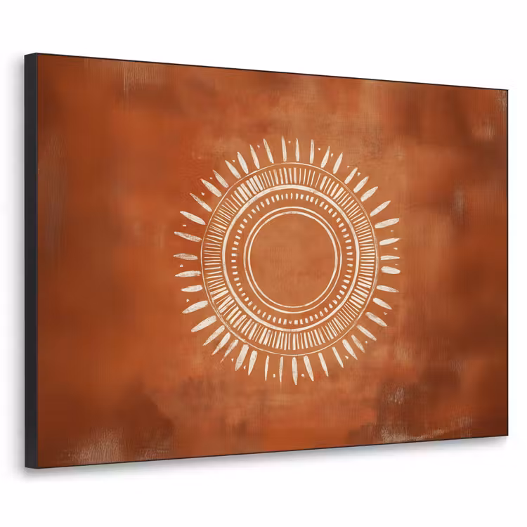 Abstract - Lijnen - Zonnestralen - Roodbruin Textielframe zwart klein -3d