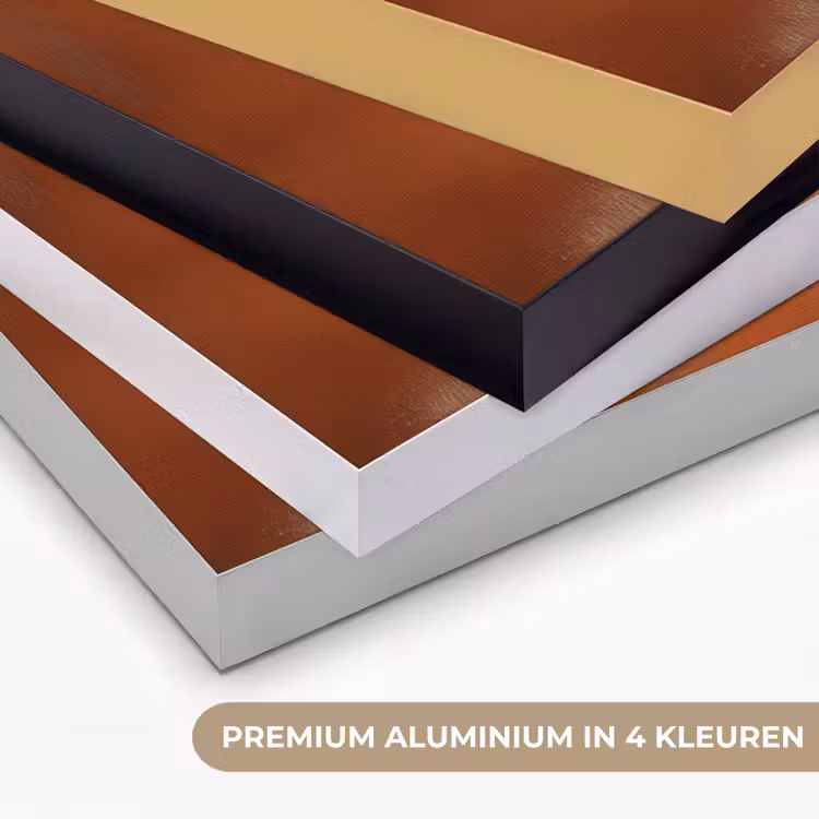 Abstract - Lijnen - Zonnestralen - Roodbruin Textielframe zwart klein -USP_kleurenNL