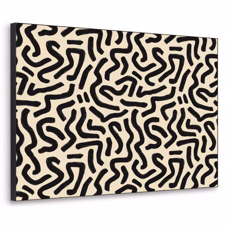 Abstract - Lijnen - Zwart Textielframe zwart klein 947 -3d