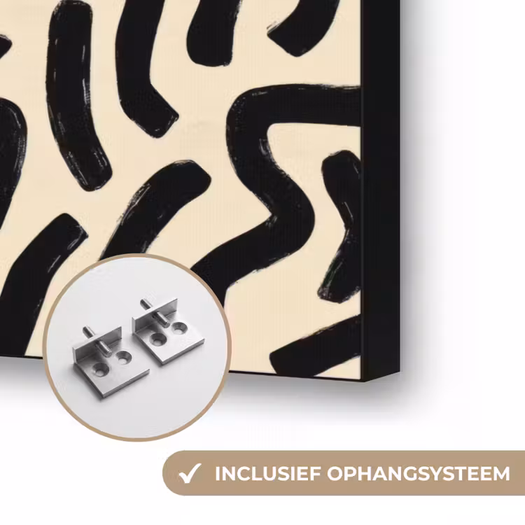 Abstract - Lijnen - Zwart Textielframe zwart klein 947 -USP_ophangsysteemNL
