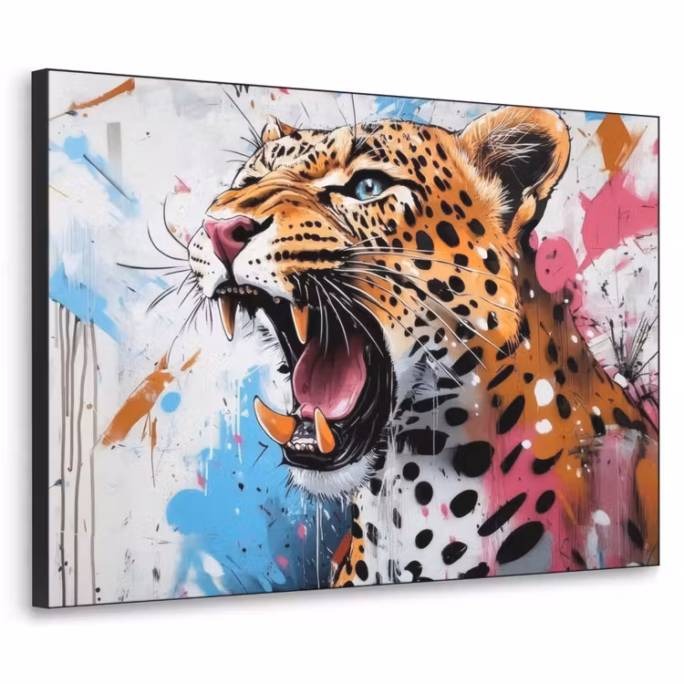 Abstract - Luipaard - Kleurrijk Textielframe - compleet frame klein -3d