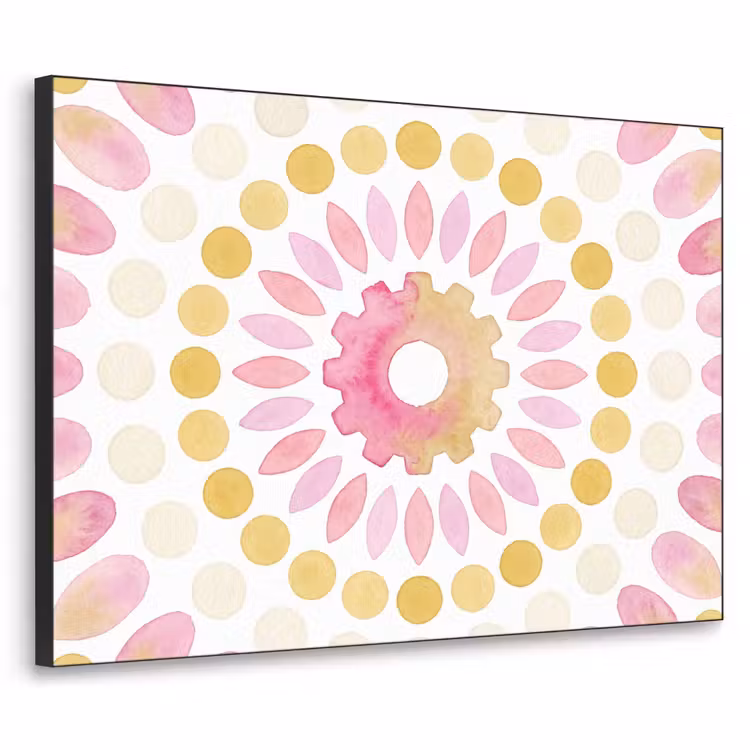 Abstract - Mandala - Kunst - Modern - Roze Textielframe zwart klein -3d