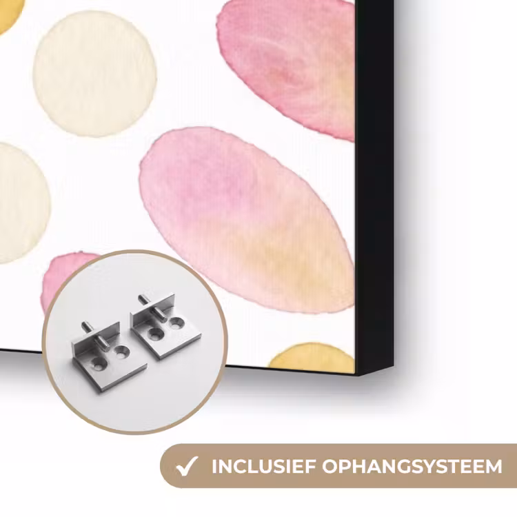 Abstract - Mandala - Kunst - Modern - Roze Textielframe zwart klein -USP_ophangsysteemNL