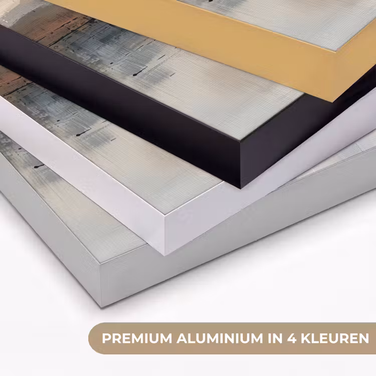 Abstract - Modern - Beige - Aesthetic - Goud Textielframe zwart klein -USP_kleurenNL