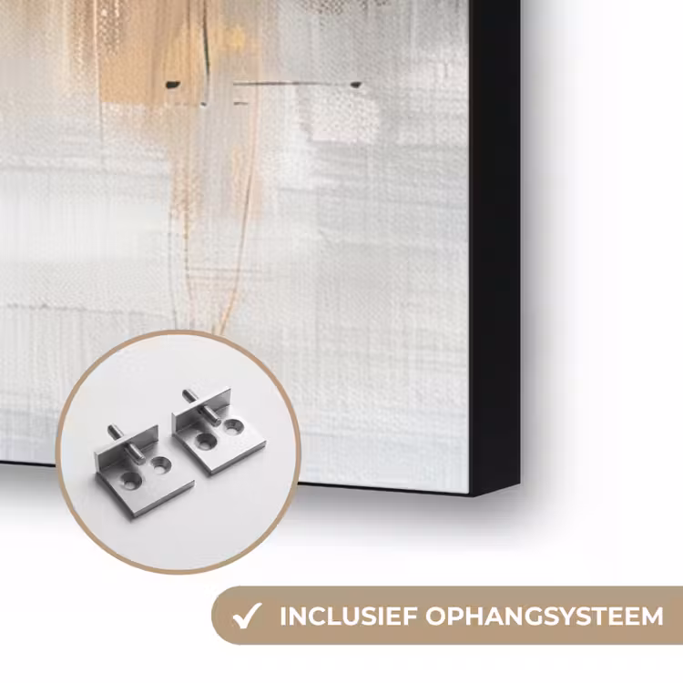Abstract - Modern - Beige - Aesthetic - Goud Textielframe zwart klein -USP_ophangsysteemNL