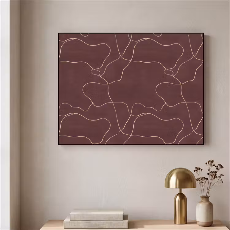 Abstract - Modern - Bruin Textielframe zwart klein 947 -sfeer2