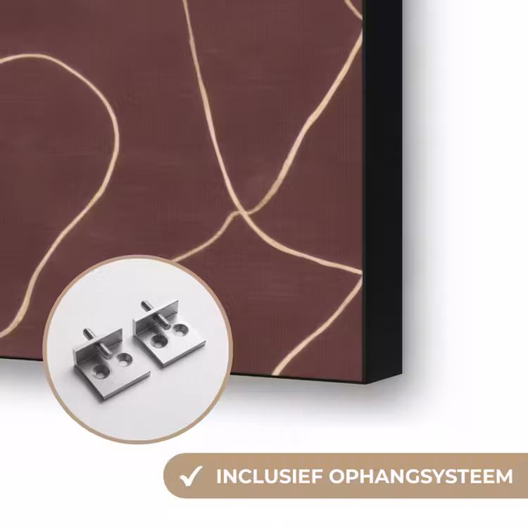 Abstract - Modern - Bruin Textielframe zwart klein 947 -USP_ophangsysteemNL