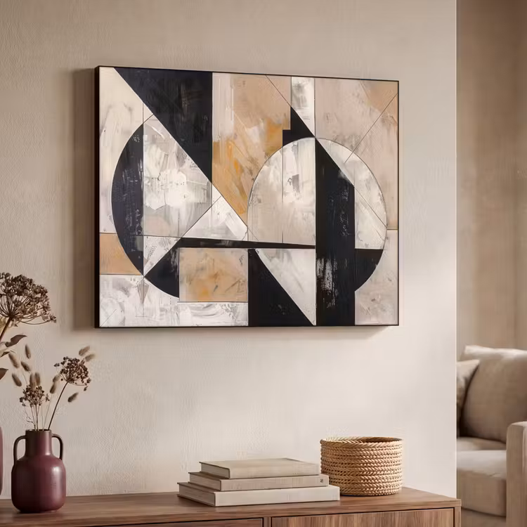 Abstract - Modern - Geometrisch - Pastel Textielframe zwart klein -sfeer3