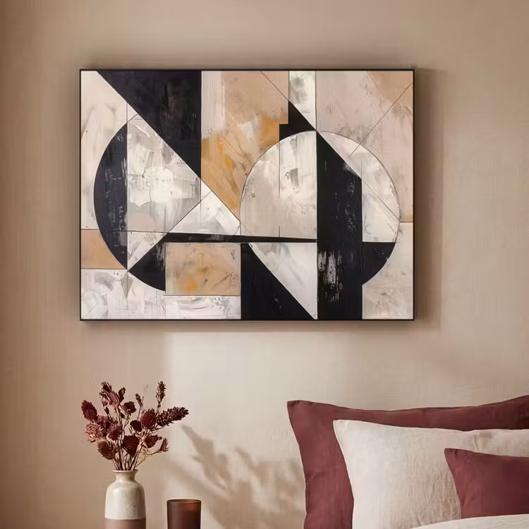 Abstract - Modern - Geometrisch - Pastel Textielframe zwart klein -sfeer1