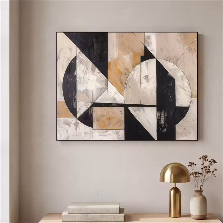 Abstract - Modern - Geometrisch - Pastel Textielframe zwart klein -sfeer2