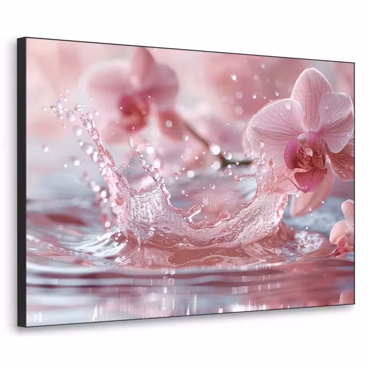 Abstract - Modern - Water - Orchidee Textielframe zwart klein -3d