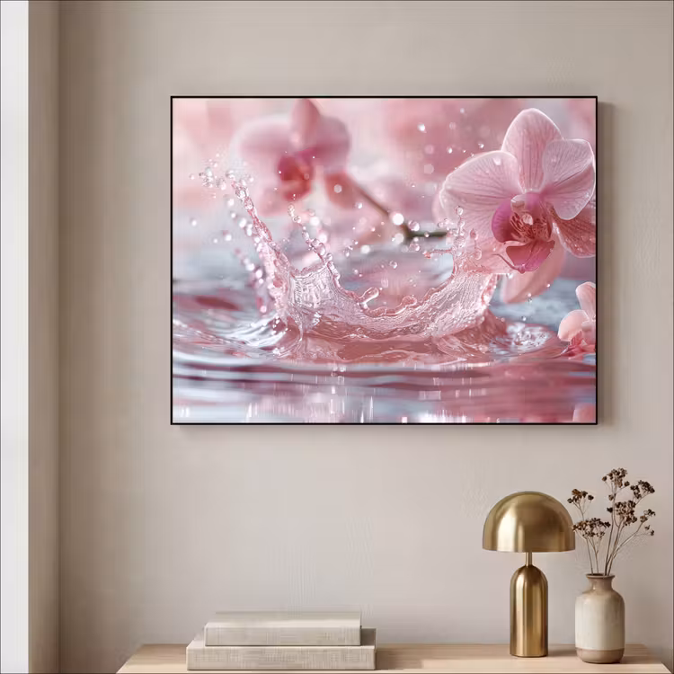 Abstract - Modern - Water - Orchidee Textielframe zwart klein -sfeer2