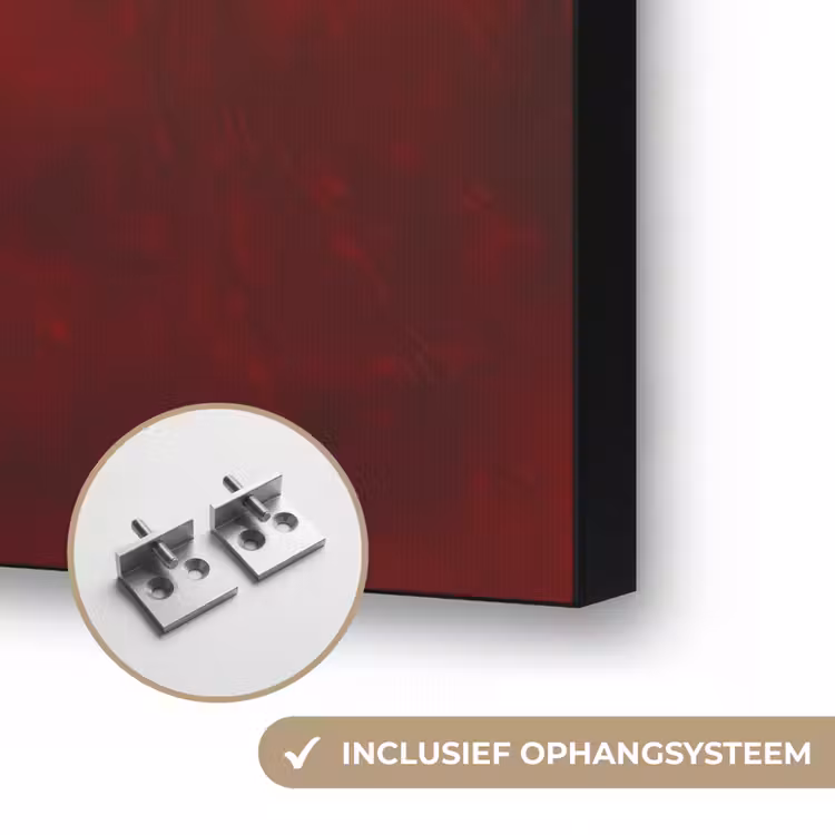 Abstract - Moeder - Kind - Rood Textielframe zwart klein -USP_ophangsysteemNL