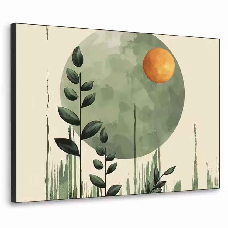 Abstract - Natuur - Kunst - Zon - Modern Textielframe - compleet frame klein -3d