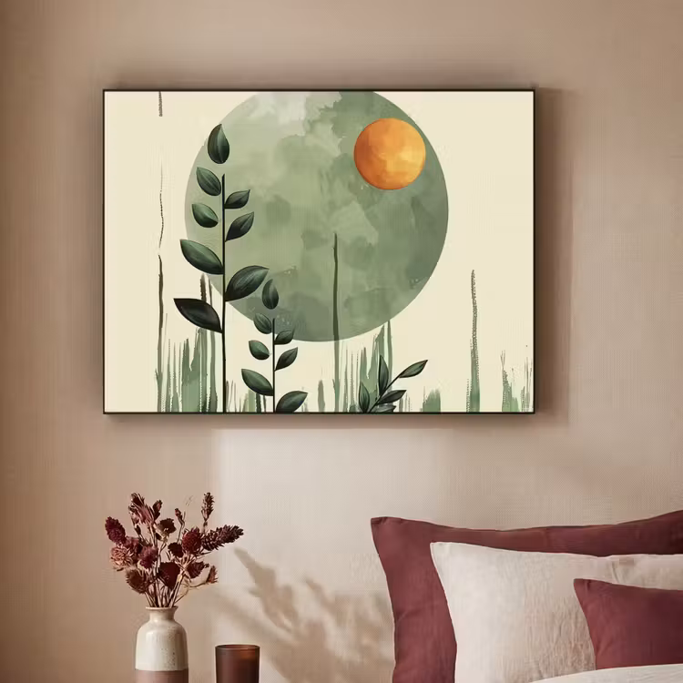Abstract - Natuur - Kunst - Zon - Modern Textielframe zwart klein -sfeer1