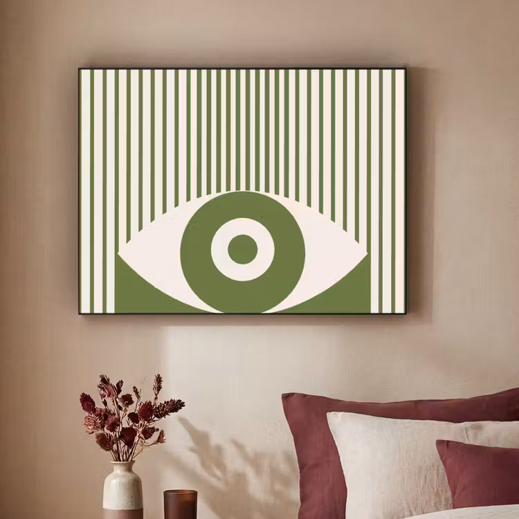 Abstract - Oog - Strepen - Modern - Groen Textielframe zwart klein -sfeer1