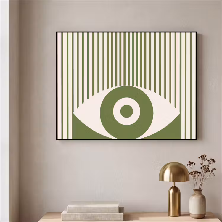 Abstract - Oog - Strepen - Modern - Groen Textielframe zwart klein -sfeer2