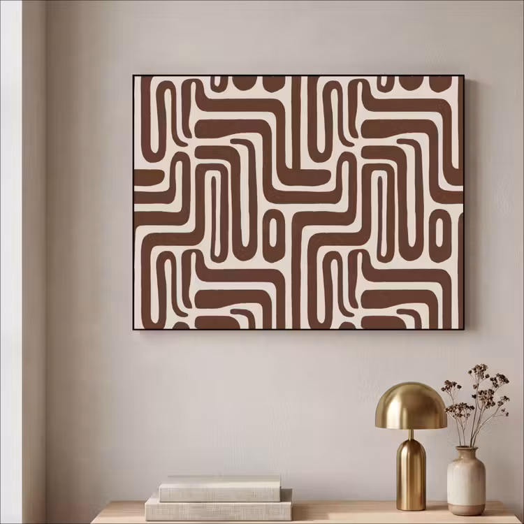 Abstract - Patroon - Bruin Textielframe zwart klein 947 -sfeer2