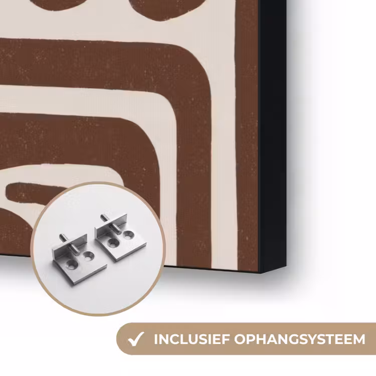 Abstract - Patroon - Bruin Textielframe zwart klein 947 -USP_ophangsysteemNL