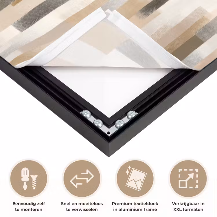 Abstract - Patroon - Kwaststreken Textielframe zwart klein 947 -USP_closeupNL