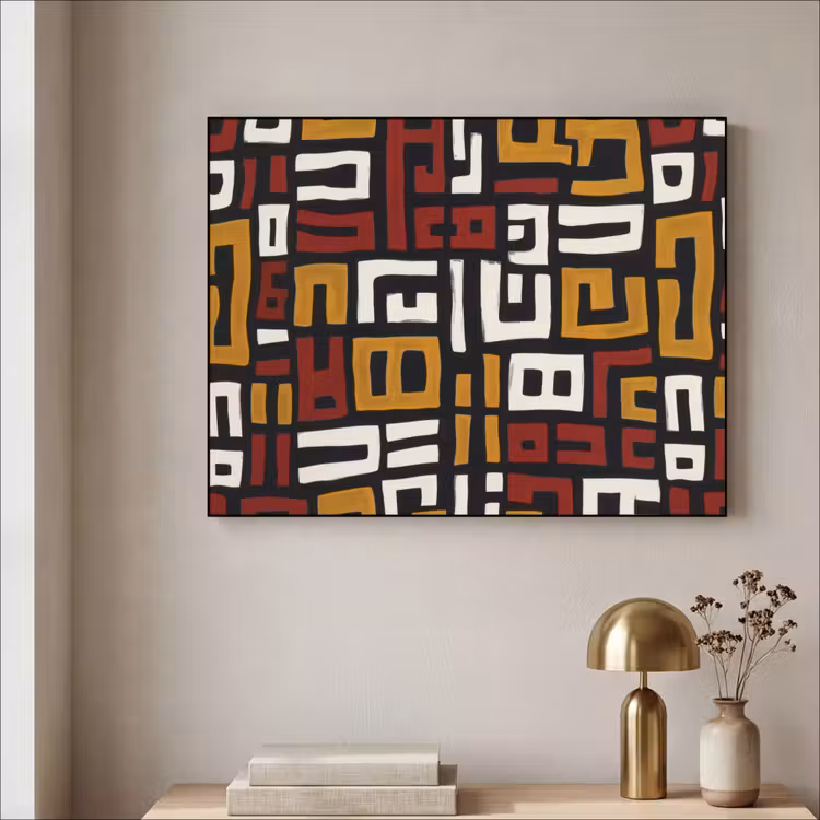Abstract - Patroon - Rood Textielframe - compleet frame klein -sfeer2