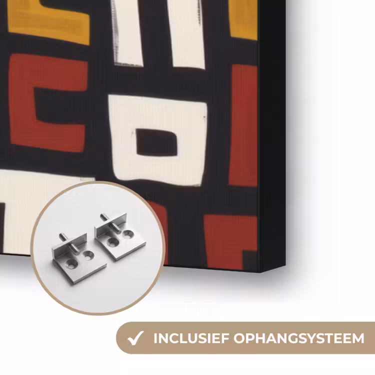 Abstract - Patroon - Rood Textielframe zwart klein -USP_ophangsysteemNL